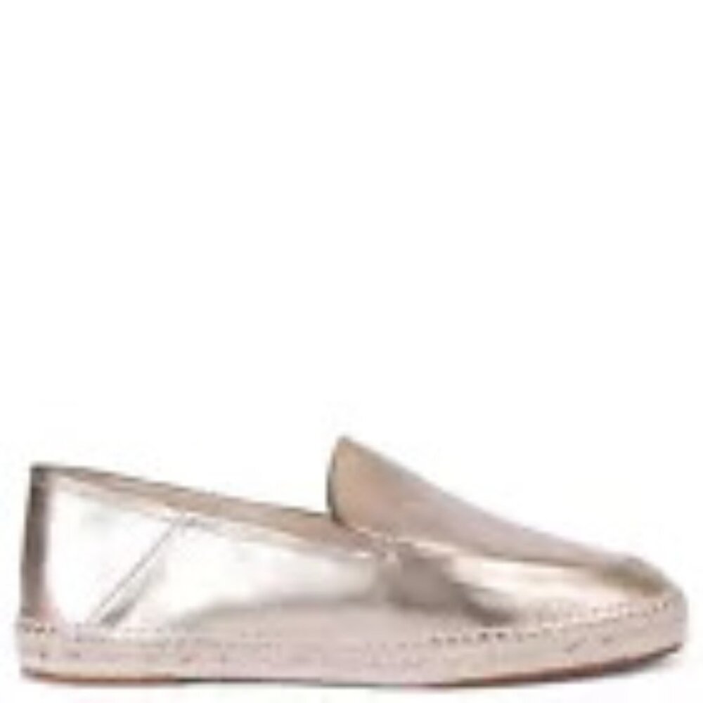LANVIN metallic nude leather Espadrilles Flat Shoes